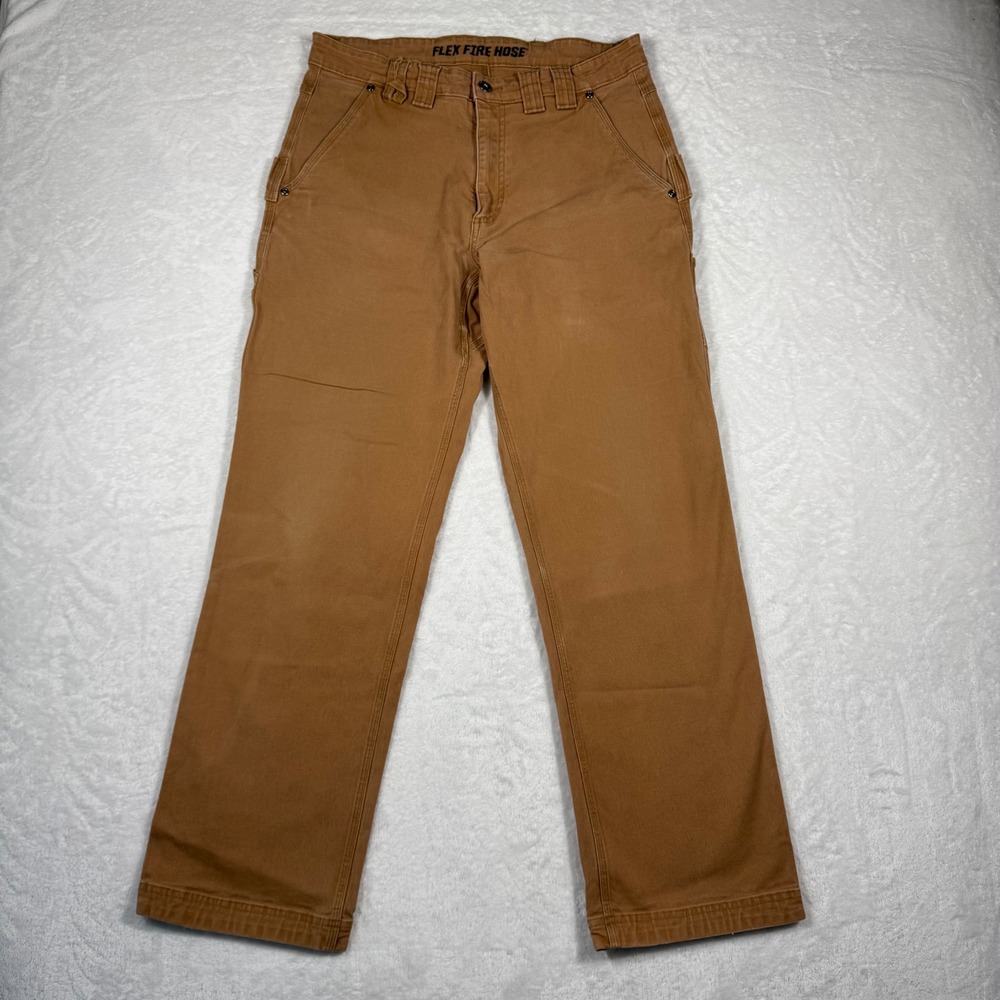 Duluth Trading Co Flex Fire Hose Relaxed Fit Work Pants Mens 33x32 Brown Canvas